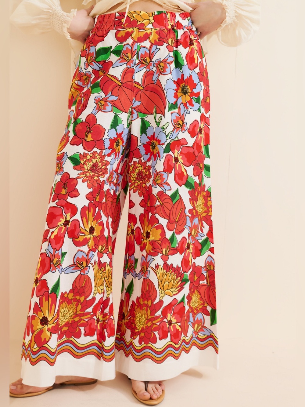 Farm Rio x Anthropologie Floral Linen Pants Women’s M - Picture 6 of 16